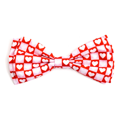 The Worthy Dog Colorblock Hearts Bow Tie