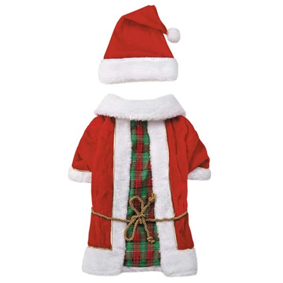 Radiant Tartan Vintage Santa Dog Set