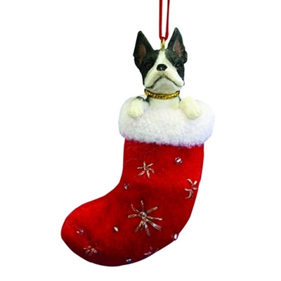 Santa's Little Pals Boston Terrier Ornament