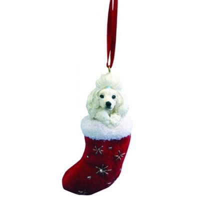 Santa's Little Pals Poodle White Ornament