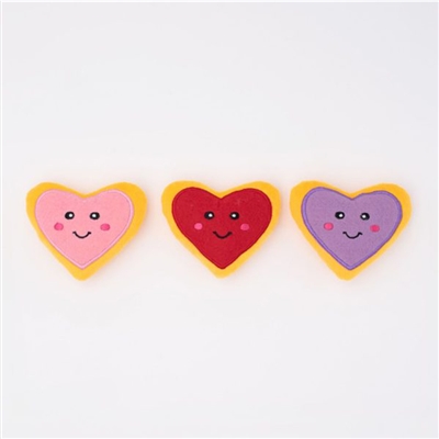 Zippy Paws Valentine's Miniz 3-Pack Heart Cookies
