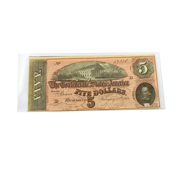 $5 Confederate Bank Note - Circulated