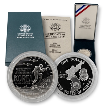 1991 Korean Veterans Silver Dollar - Proof