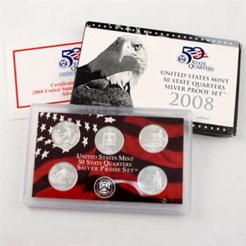 2008 Silver 5 pc Qtr Proof Set - Original GVT Packaging