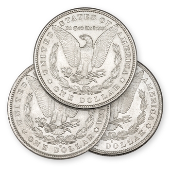 Morgan Silver Dollar 3pc Set-PO &S Mint Marks-Uncirculated