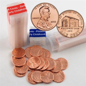 2009 Lincoln Cent Bicentennial Birth & Early Childhood (Log Cabin) - P/D Rolls