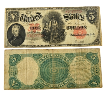 $5 Wood Chopper-Legal Tender Large Note-Circulated