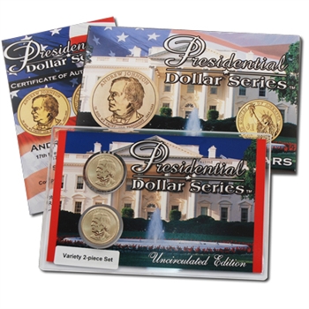 2011 Presidential Dollars Upside Down Variety 2pc Set - Andrew Johnson