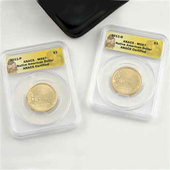 2011 Native American Dollar - P & D Set - ANACS 67