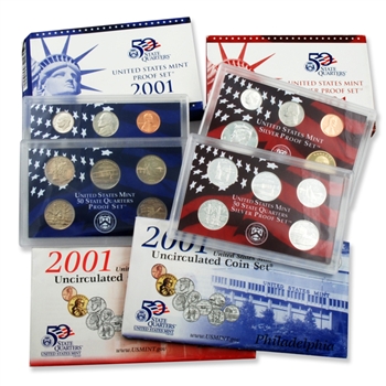 2001 Proof & Mint Set Trio - Clad & Silver