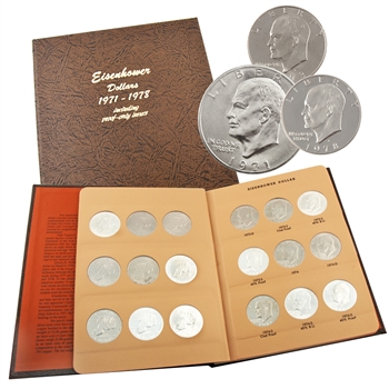 Complete Eisenhower Dollars with Dansco Album-Philadelphia, Denver, and San Francisco Mint-Uncirculated and Proof