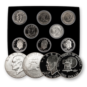 The Complete Bicentennial Eisenhower Dollar Set - 8 Coins