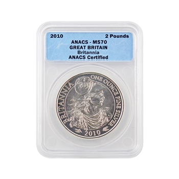 2010 Britannia Silver 1 oz - Uncirculated - ANACS MS70