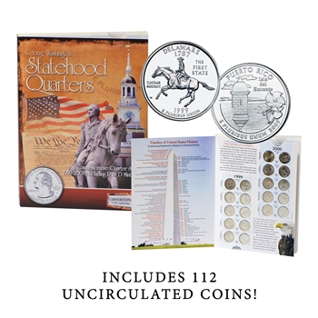 1999 to 2009 State Quarter Set with Cornerstone Album-Philadelphia and Denver Mint-112 Coins