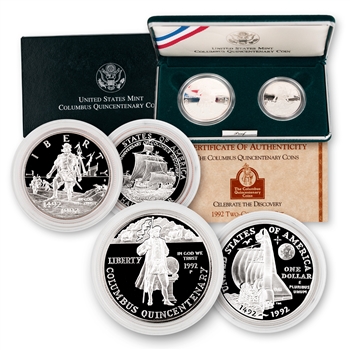 1992 Columbus 2 Coin Proof Set - OGP