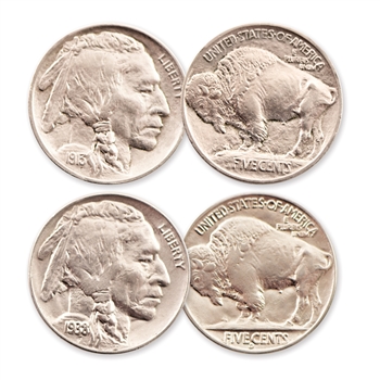 1st & Last Buffalo Nickel - 1913 & 1938