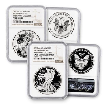 2013 Silver Eagle W Mint 2 Coin Proof Set - NGC 70
