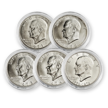 The Uncirculated Silver Ikes-1971 to 74 + 76(5pc)
