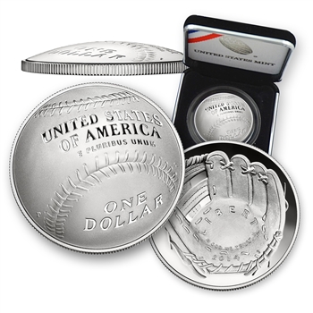 2014 Baseball Hall of Fame Silver Dollar - Proof - Original Government Packaging