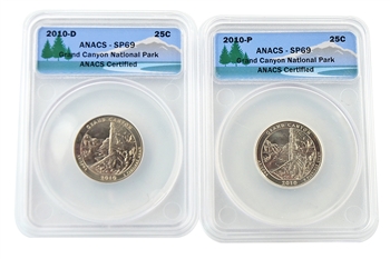 2010 Grand Canyon State Quarter - Satin Finish - Philadelphia and Denver - ANACS SP69