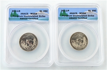 2011 Glacier National Park Quarter - P/D Set - ANACS MS68