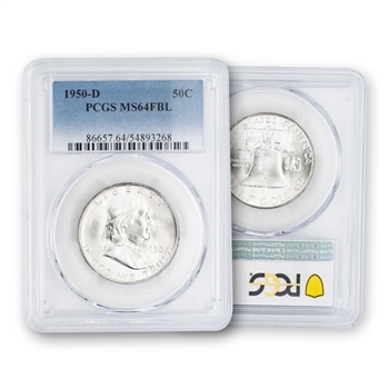 1950 Franklin Half Dollar - Denver - FBL - PCGS 64