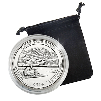 2014 Colorado Great Sand Dunes National Park Quarter - Philadelphia - Platinum Plated in a Capsule