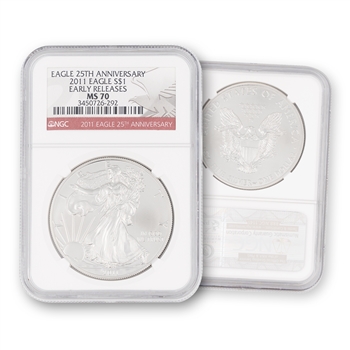2011 Silver Eagle-25th Anniversary-NGC 70 Early Releases