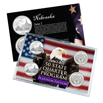 Nebraska Series 1 & 2 - Four Piece Quarter Set - Platinum Plated