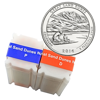 2014 Colorado Great Sand Dunes National Park Quarter - Philadelphia and Denver - Uncirculated Roll Pair