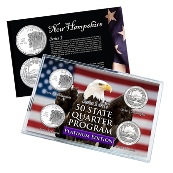 2013 New Hampshire Series 1 & 2 - 4 Piece Quarter Set - Platinum Plated