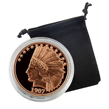 1907 Indian Gold $10 - 1oz Copper Medallion - Proof Like