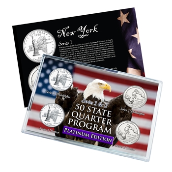 New York Series 1 & 2 - Four Piece Quarter Set - Platinum Plated