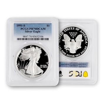 1991 Silver Eagle - Proof - PCGS 70