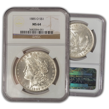 1885 Morgan Silver Dollar - New Orleans - NGC 64
