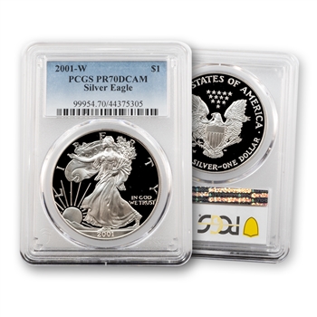 2001 Silver Eagle - Proof - PCGS 70