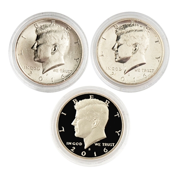 2016 Kennedy Half Dollar - Philadelphia - Denver - San Francisco - 3pc Set