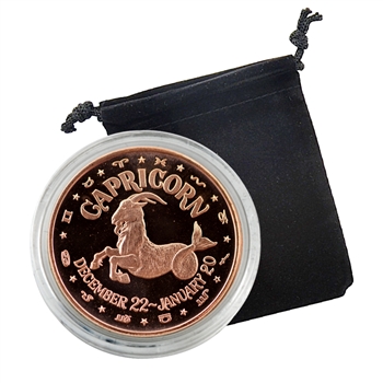 Capricorn-Zodiac 1oz Copper Proof-Dec 22 to Jan 20