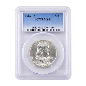 1962 Franklin Half Dollar - Denver - PCGS 64