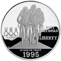 1995 Olympic Cycling Silver Dollar - Uncirculated