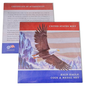 2008 Bald Eagle Silver Dollar and Medal Folio Set - Uncirculated