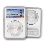 2013 Silver Eagle - San Francisco - Bridge Label - NGC 69