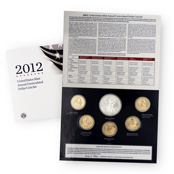 2012 US Mint Annual Dollar Coin Set - 6pc - OGP