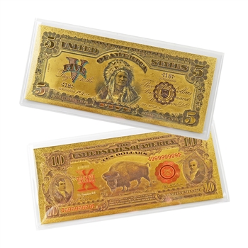 Wild West Notes - $5 & $10 - Uncirculated Gold Foil