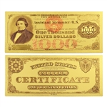 1878 $1000 Silver Note - Uncirculated Gold Foil