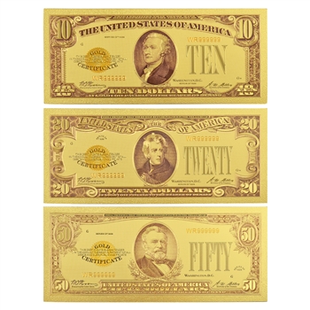 The Last Gold Certificates - 3pc Set - Gold Foil Notes