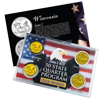 Wisconsin Series 1 & 2 - Four Piece Quarter Set - Gold Plated