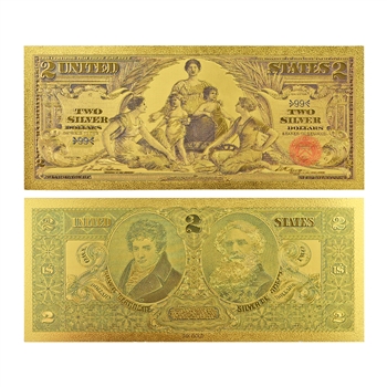 1896 $2 Silver Certificate - Educational - Gold Foil