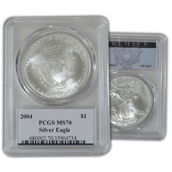 2004 Silver Eagle-PCGS Premier 70-First Edition
