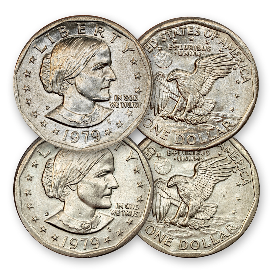 1979 Susan B Anthony 2pc Set - Narrow & Wide Rim - Uncirculated